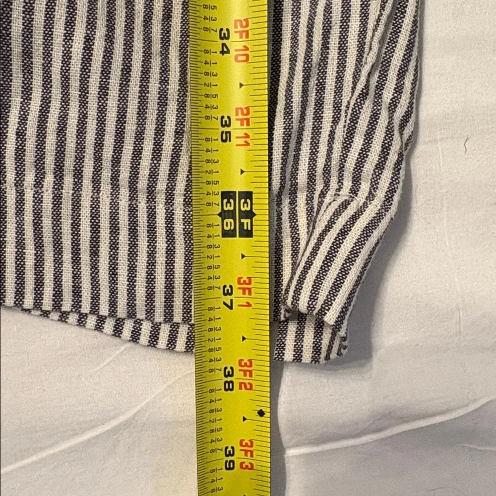 a new day Grey & White Striped Drawstring Chinos Linen Blend SZ M Quiet Luxury.